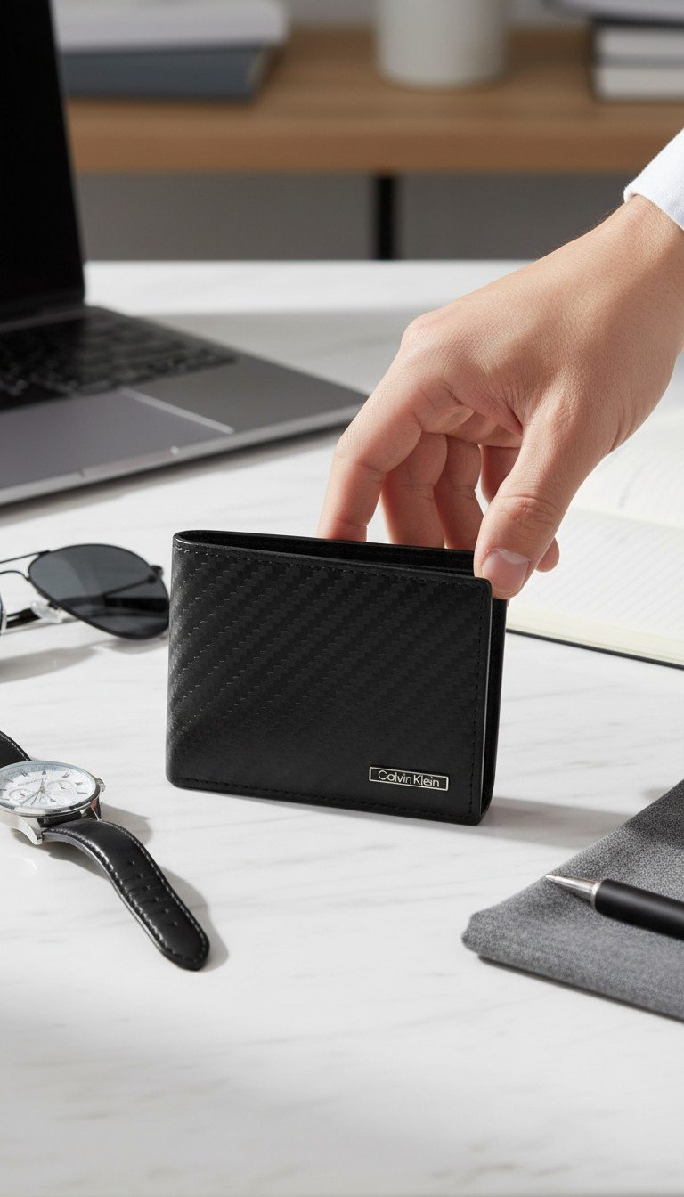 Calvin Klein Black Bifold Leather Wallet - Image 5