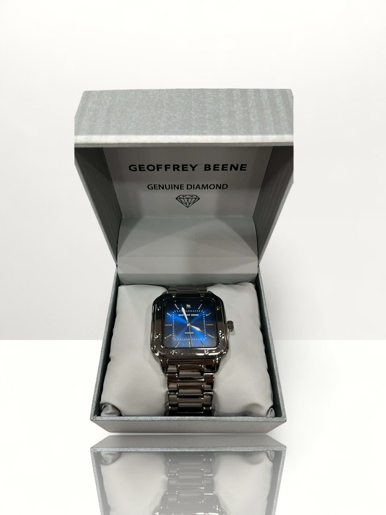 Geoffrey Beene Genuine Diamond Square Bracelet Watch