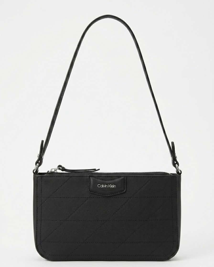 Calvin Klein Shoulder Bag Black Leather