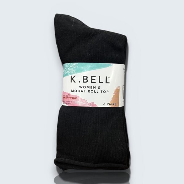 K Bell Women's Modal Roll Top 6 Pairs Black
