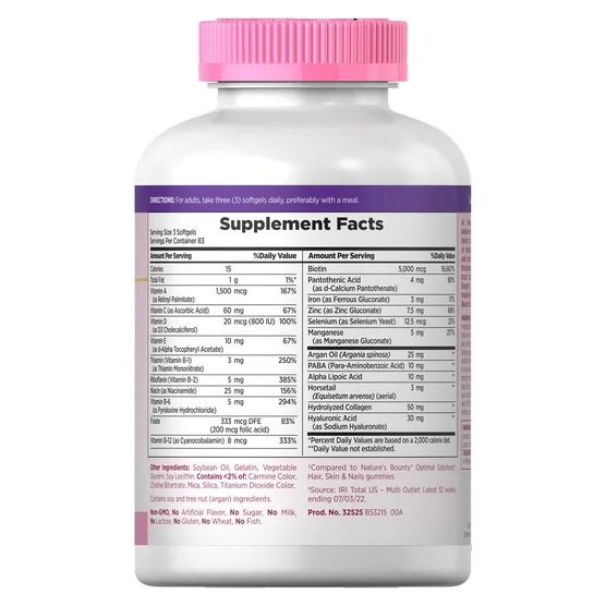 Nature's Bounty Hair, Skin and Nails, 250 Softgels - Image 3