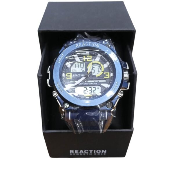 Kenneth Cole Reaction Mens Blue Analog Digital Watch With Silicone Strap