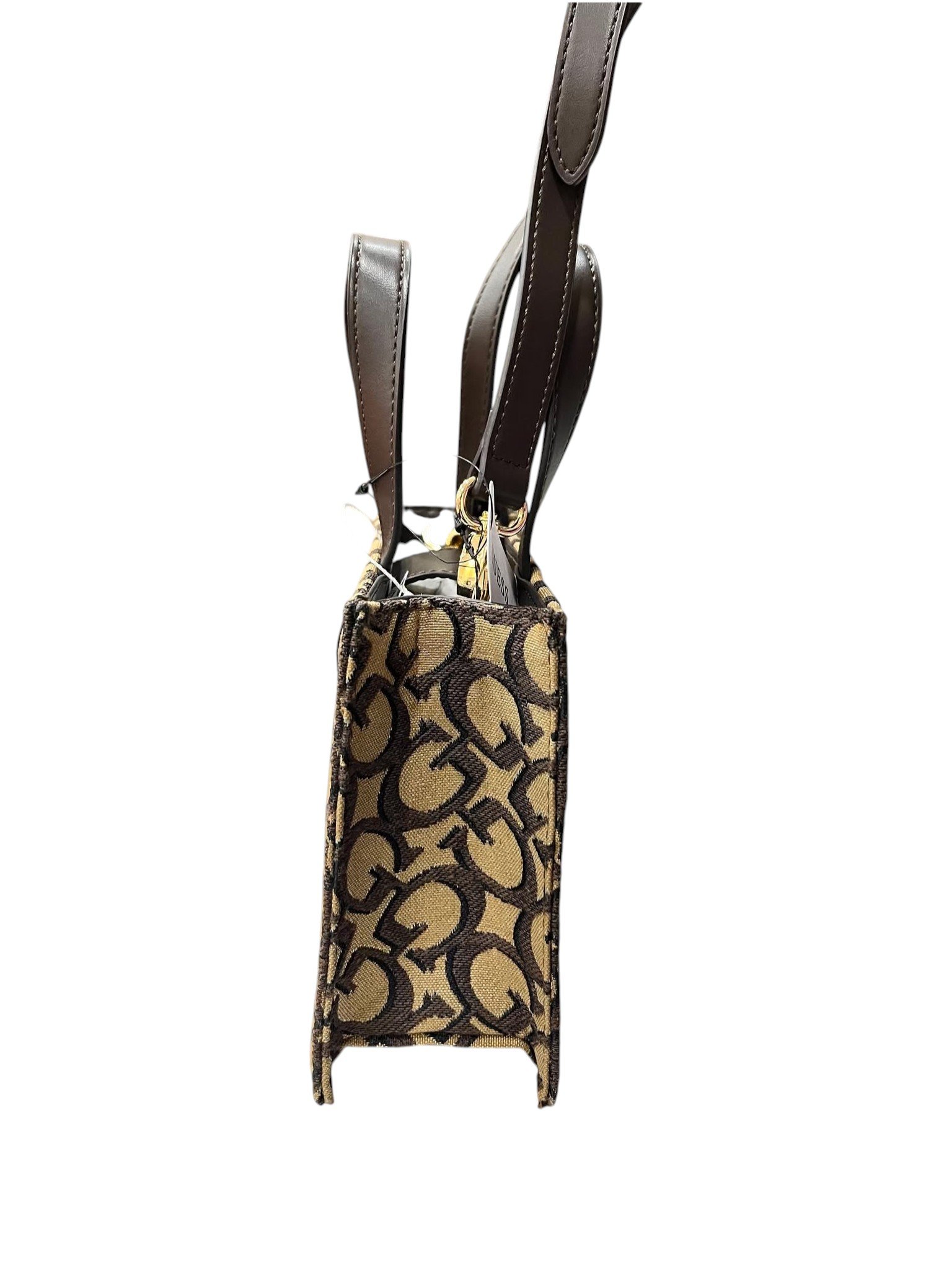 GUESS Finneas Mini Crossbody Top-Handle Bag – Brown Monogram - Image 3