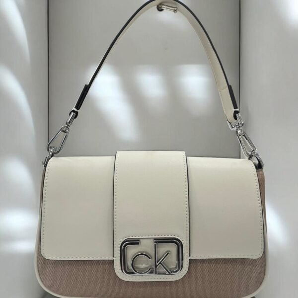 Calvin Klein 2-way Shoulder and Crossbody Bag White Natural