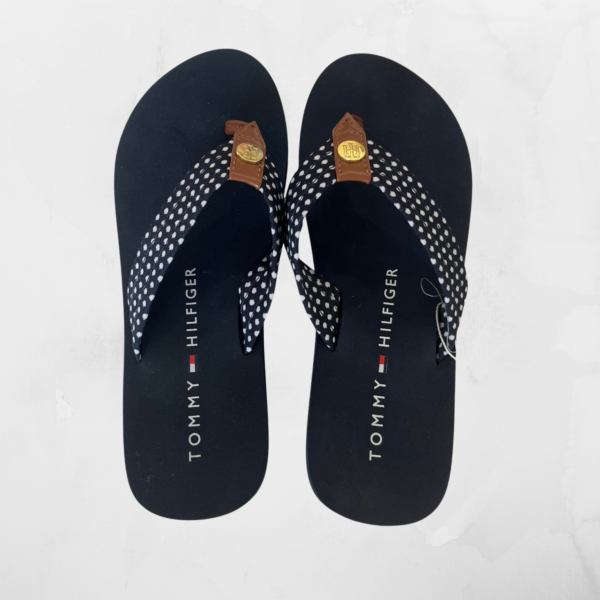 Tommy Hilfiger Slipper Navy Polka Strap Size 6