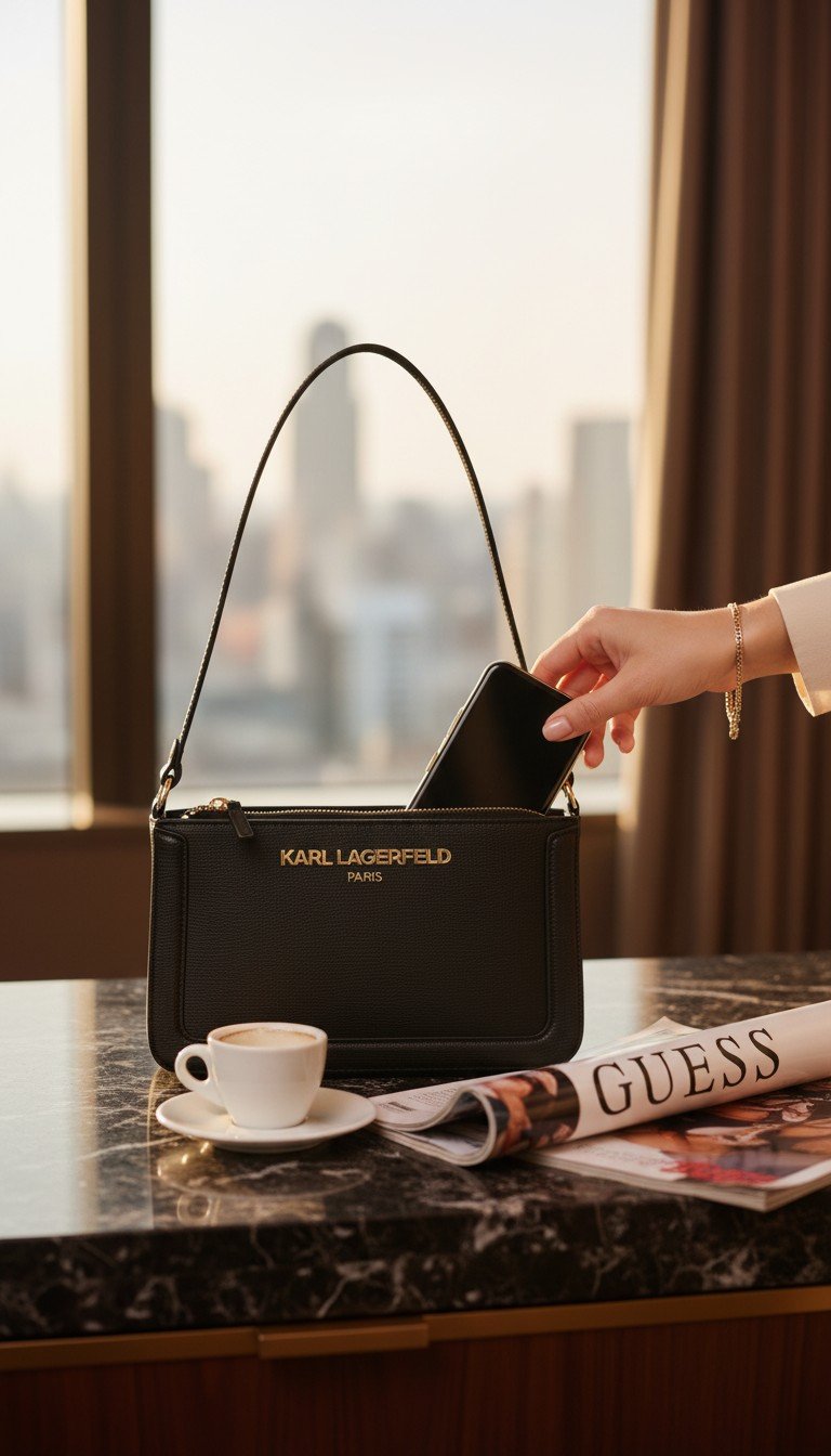 Karl Lagerfeld Paris Classic Black Shoulder Bag - Image 5