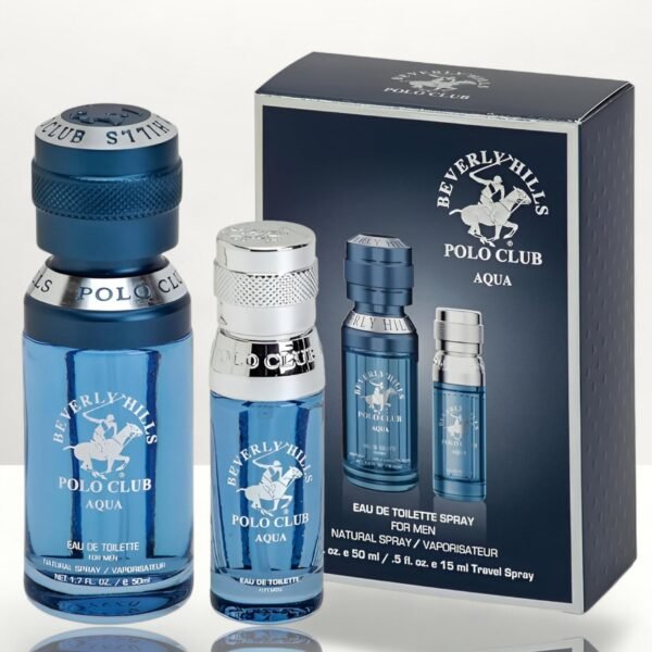 Beverly Hills Polo club Aqua EDT Spray for Men Natural Spray/ Vaporisateur 2.5 fl. oz. e 75 ml/ .5 fl. oz. e 15 ml Travel Spray
