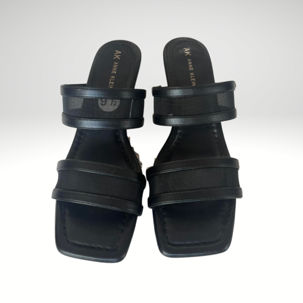 Anne Klein Sandal Mesh Double Strap Black Size 9.5