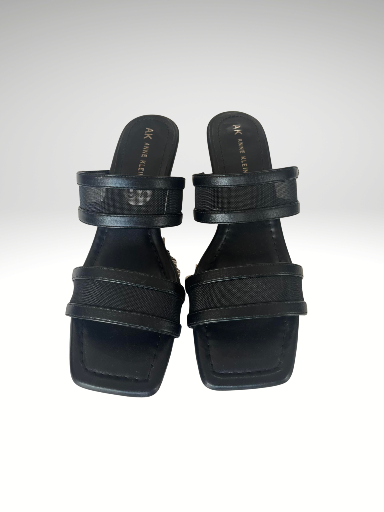 Anne Klein Sandal Mesh Double Strap Black Size 9.5