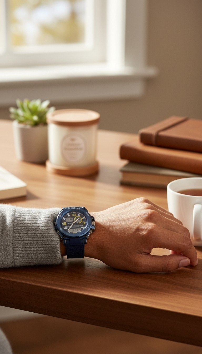 Kenneth Cole Reaction Mens Blue Analog Digital Watch With Silicone Strap - Image 4