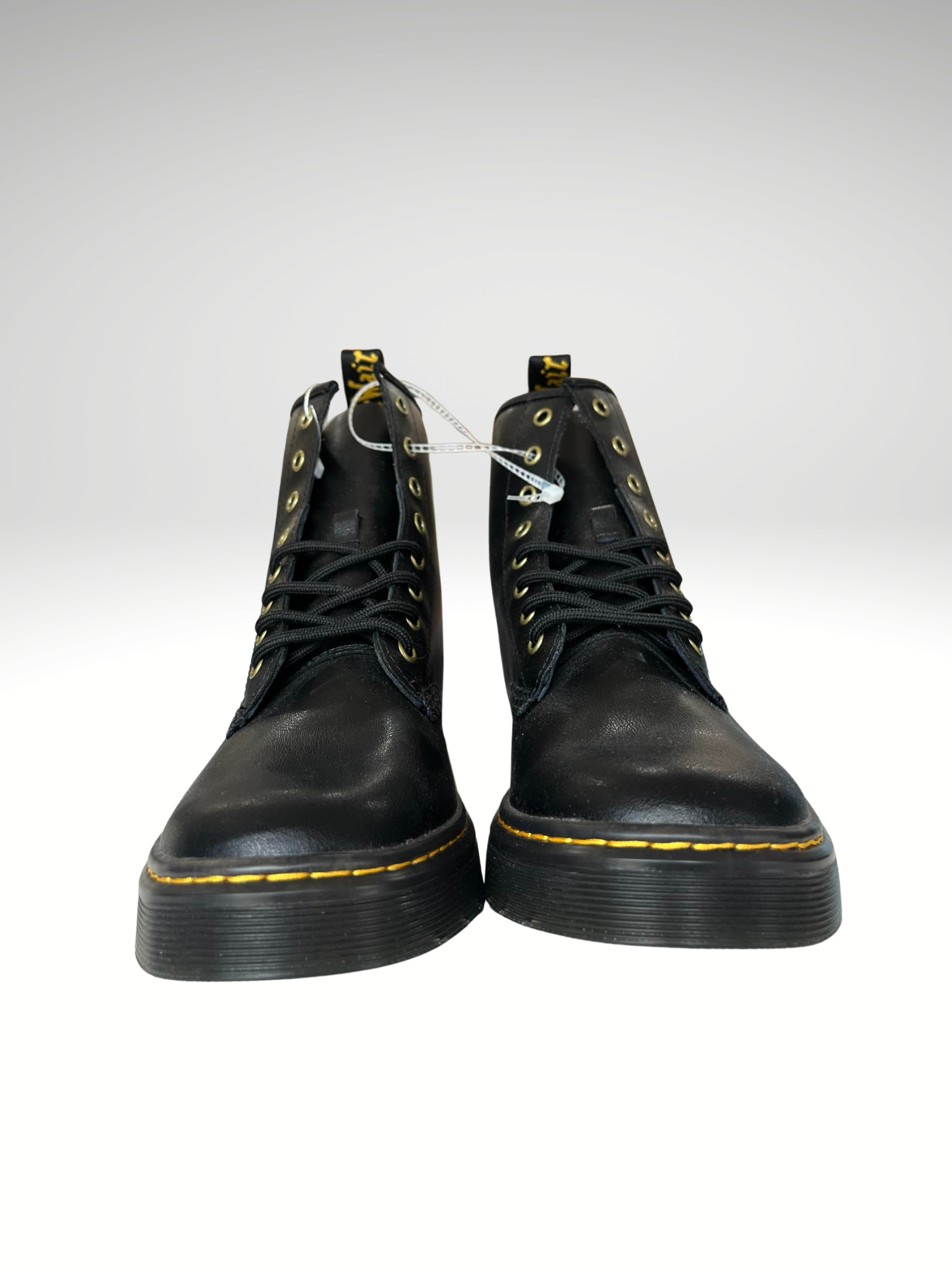 Dr. Martens Zavala Combat Boots Leather Black Size Men's US 9/Women's US 10