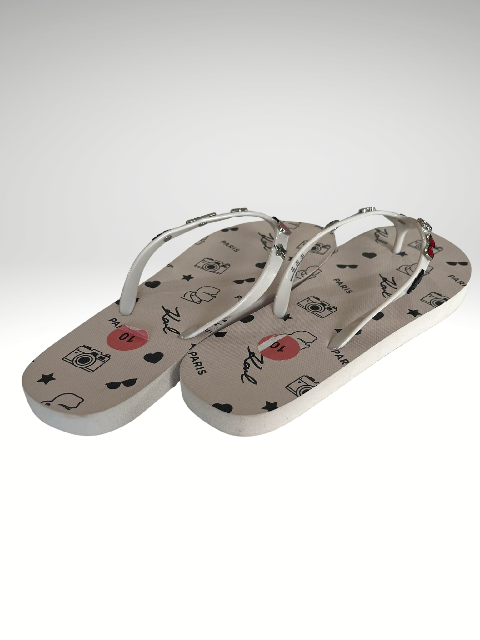 Karl Lagerfeld Zorica Slipper White Printed Size 10 - Image 2