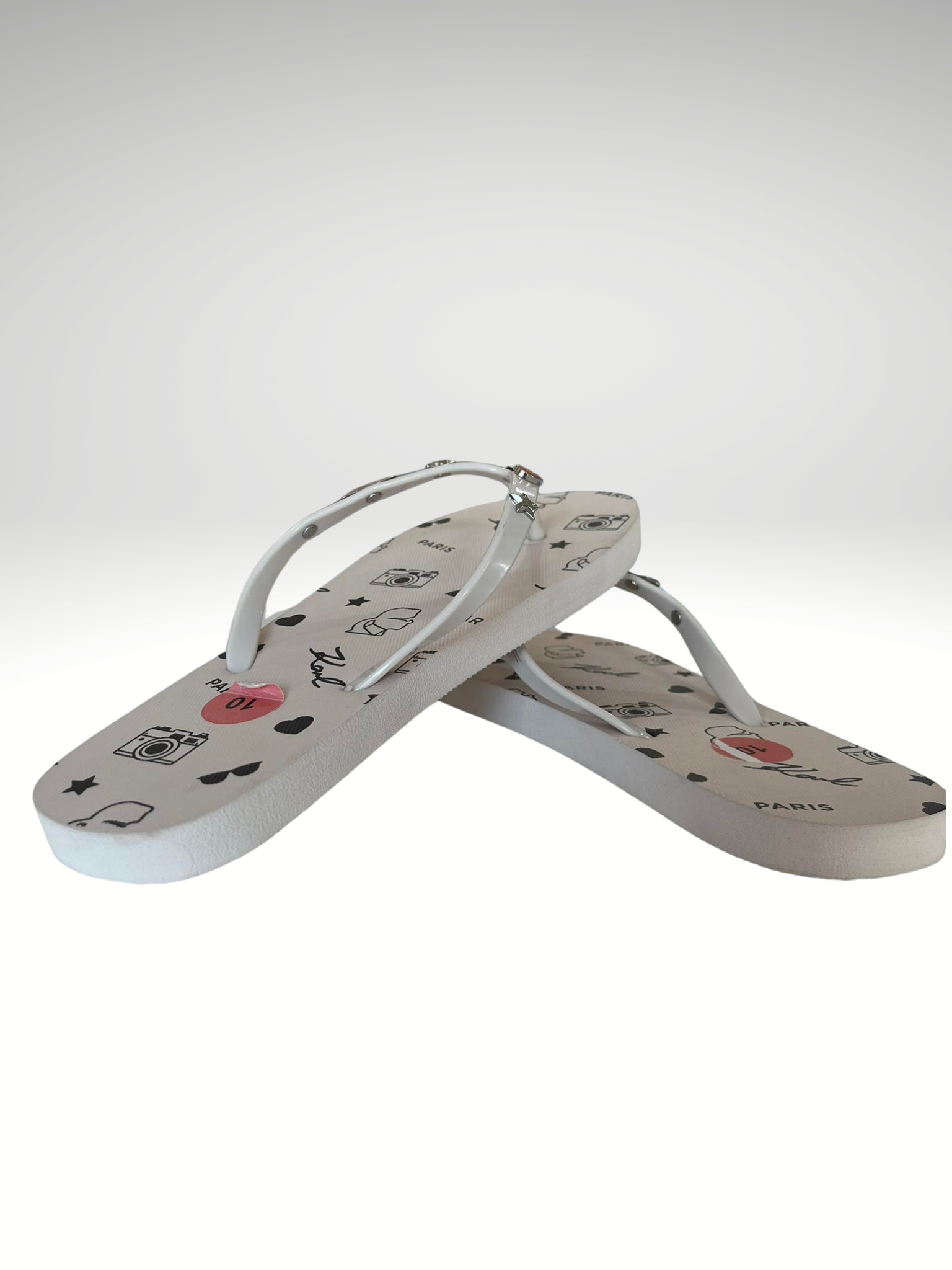 Karl Lagerfeld Zorica Slipper White Printed Size 10 - Image 3