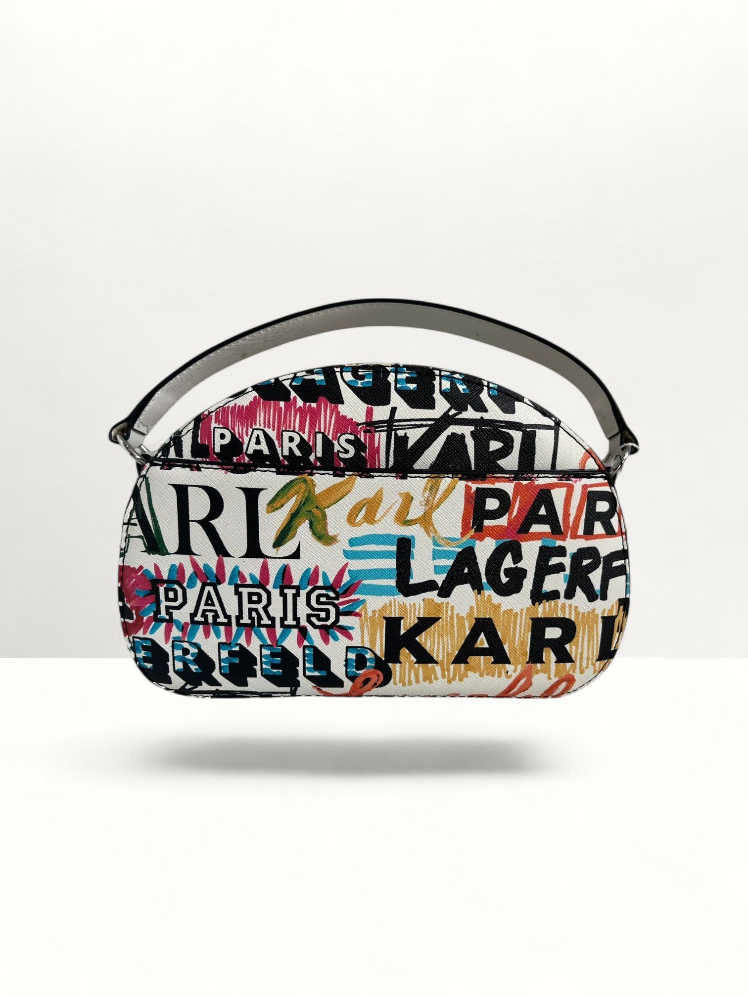 Karl Lagerfeld Paris Small White Scribble Crossbody Bag - Image 2