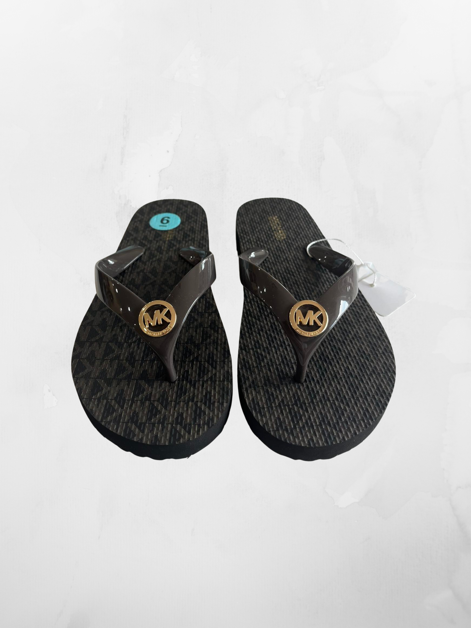 Michael Kors Slipper Brown Printed MK Size 6 - Image 2