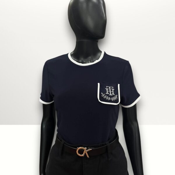 Tommy Hilfiger Women's Contrast-trim Crewneck T-shirt Extra Small Item #2104