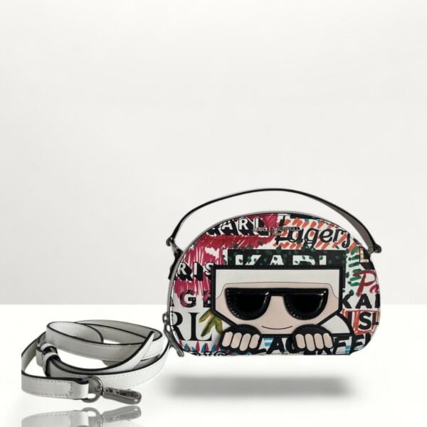 Karl Lagerfeld Paris Small White Scribble Crossbody Bag