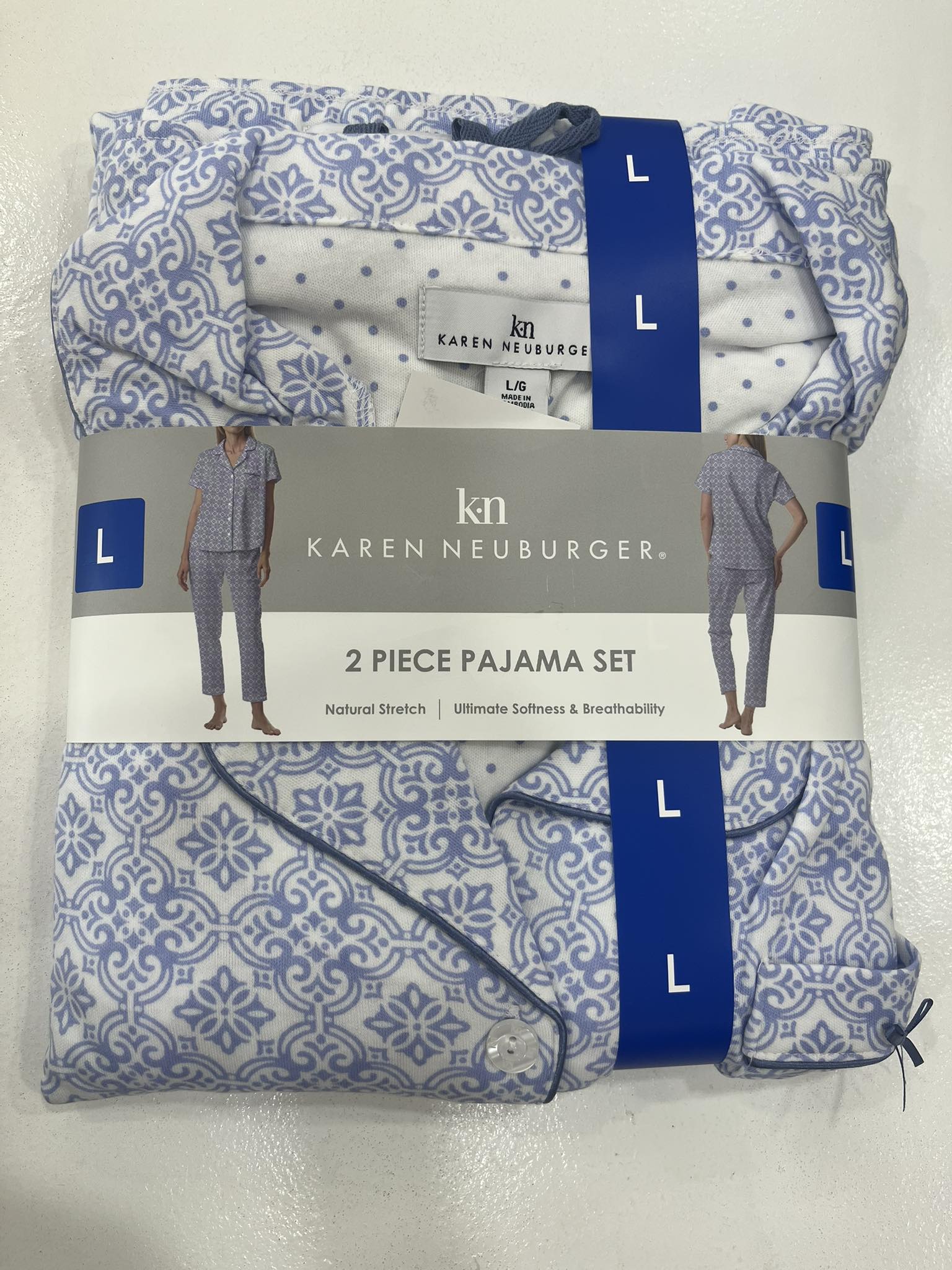 Karen Neuburger Womens 2 Pieces Pajama Set Blue Large Item #2085 - Image 4