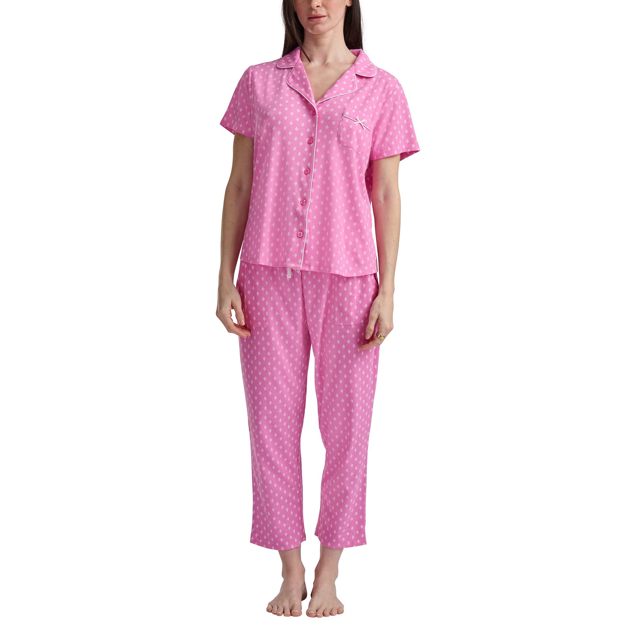 Karen Neuburger Womens 2 Pieces Pajama Set Pink Large Item #2086