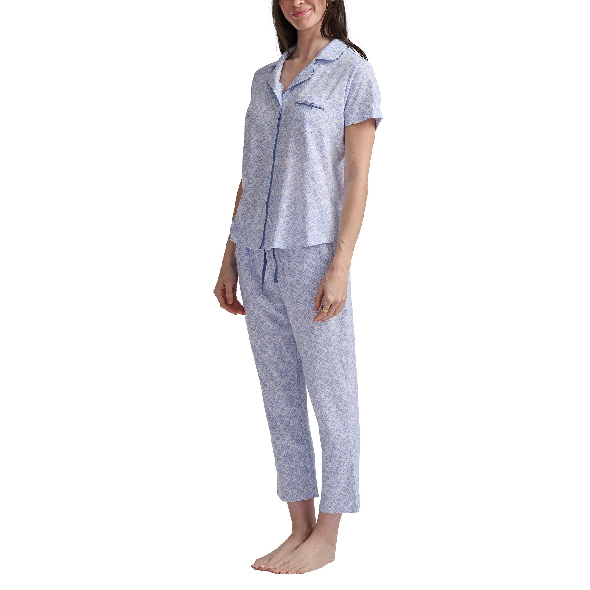 Karen Neuburger Womens 2 Pieces Pajama Set Blue Large Item #2085 - Image 2