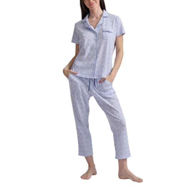 Karen Neuburger Womens 2 Pieces Pajama Set Blue Large Item #2085