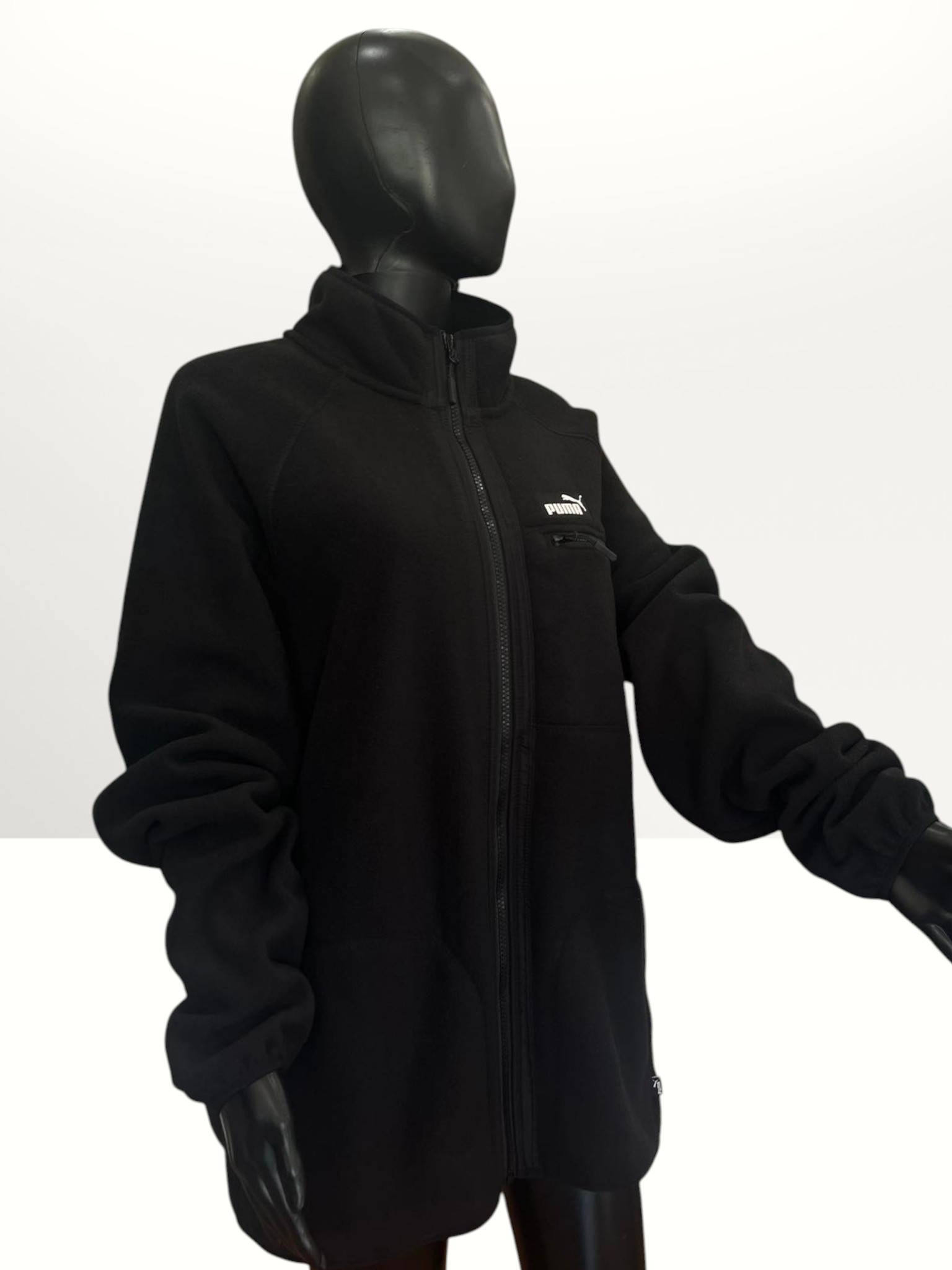 Puma Polar Fleece Jacket W/ Raglan Sleeve Black Large Item #2075 - Image 2