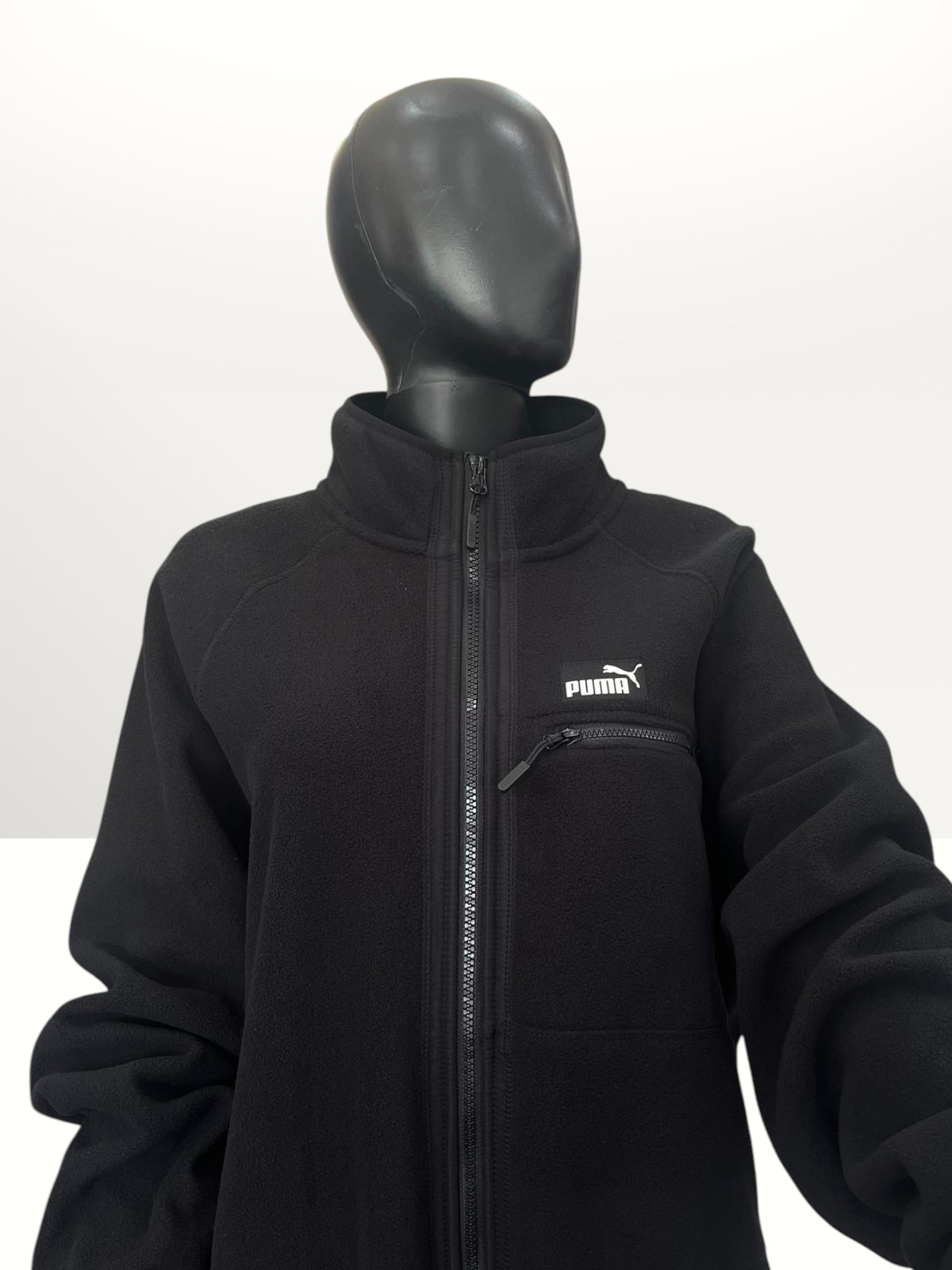 Puma Polar Fleece Jacket W/ Raglan Sleeve Black Large Item #2075 - Image 4