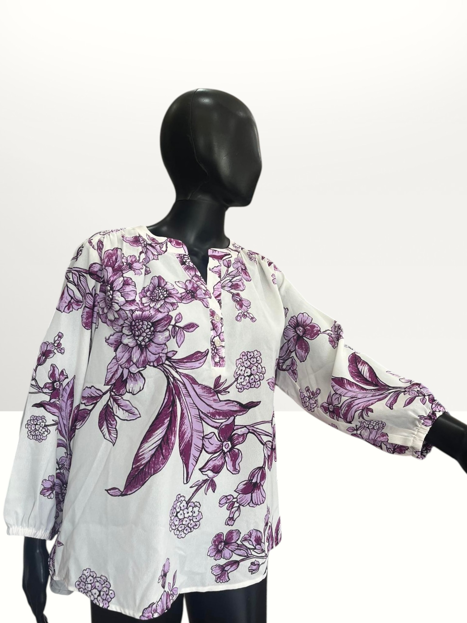 Rafaella Womens Blouse Star White Floral Medium Item #2089 - Image 4