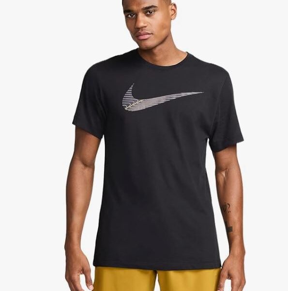 Nike Men's Dri-FIT Training T-Shirt Big Swoosh Logo Black XXL Item #2072