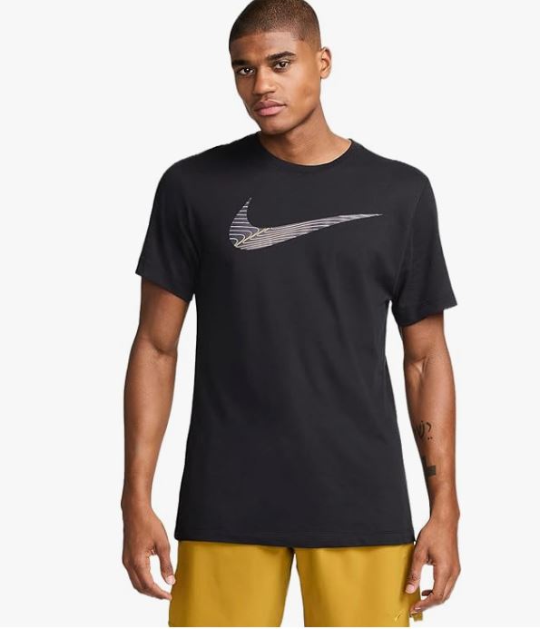Nike Men's Dri-FIT Training T-Shirt Big Swoosh Logo Black XXL Item #2072