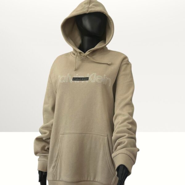 Calvin Klein Fleece Logo Graphic Hoodie White Pepper Large Item #2077