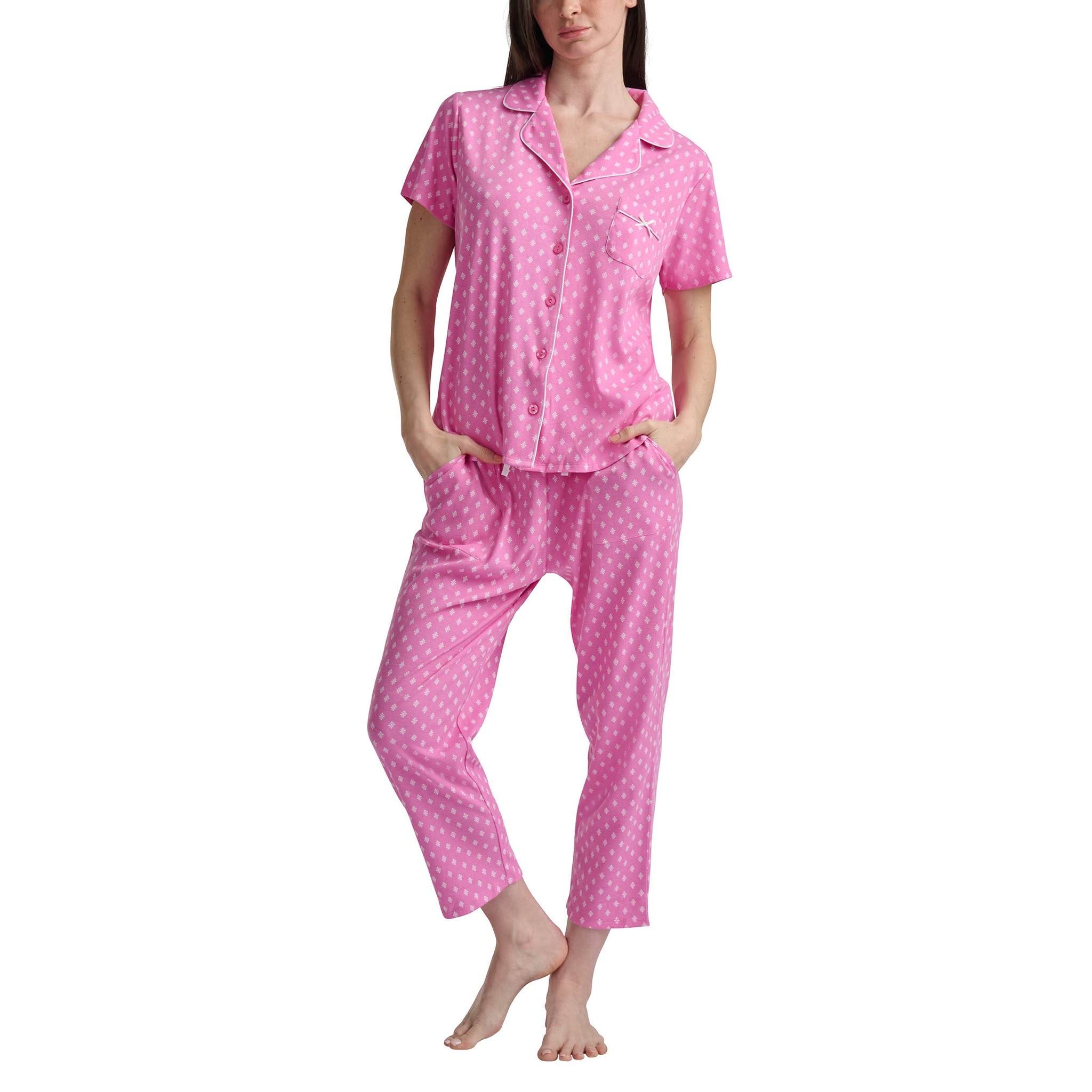 Karen Neuburger Womens 2 Pieces Pajama Set Pink Large Item #2086 - Image 3
