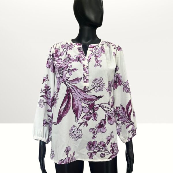 Rafaella Womens Blouse Star White Floral Medium Item #2089