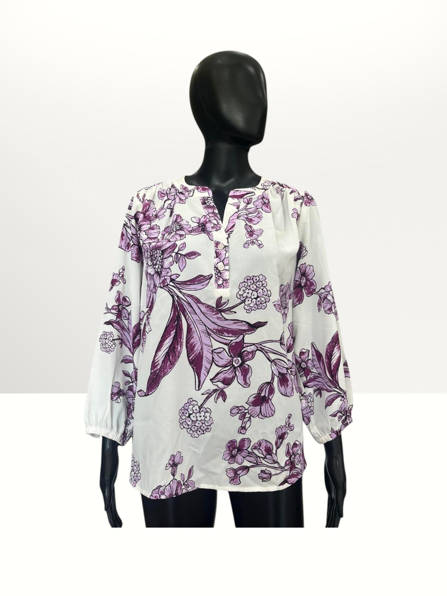 Rafaella Womens Blouse Star White Floral Medium Item #2089