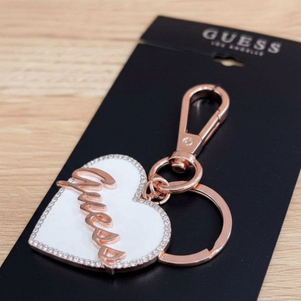 Guess Los Angeles Rose Gold-Tone Heart Charm Keychain Item #5036