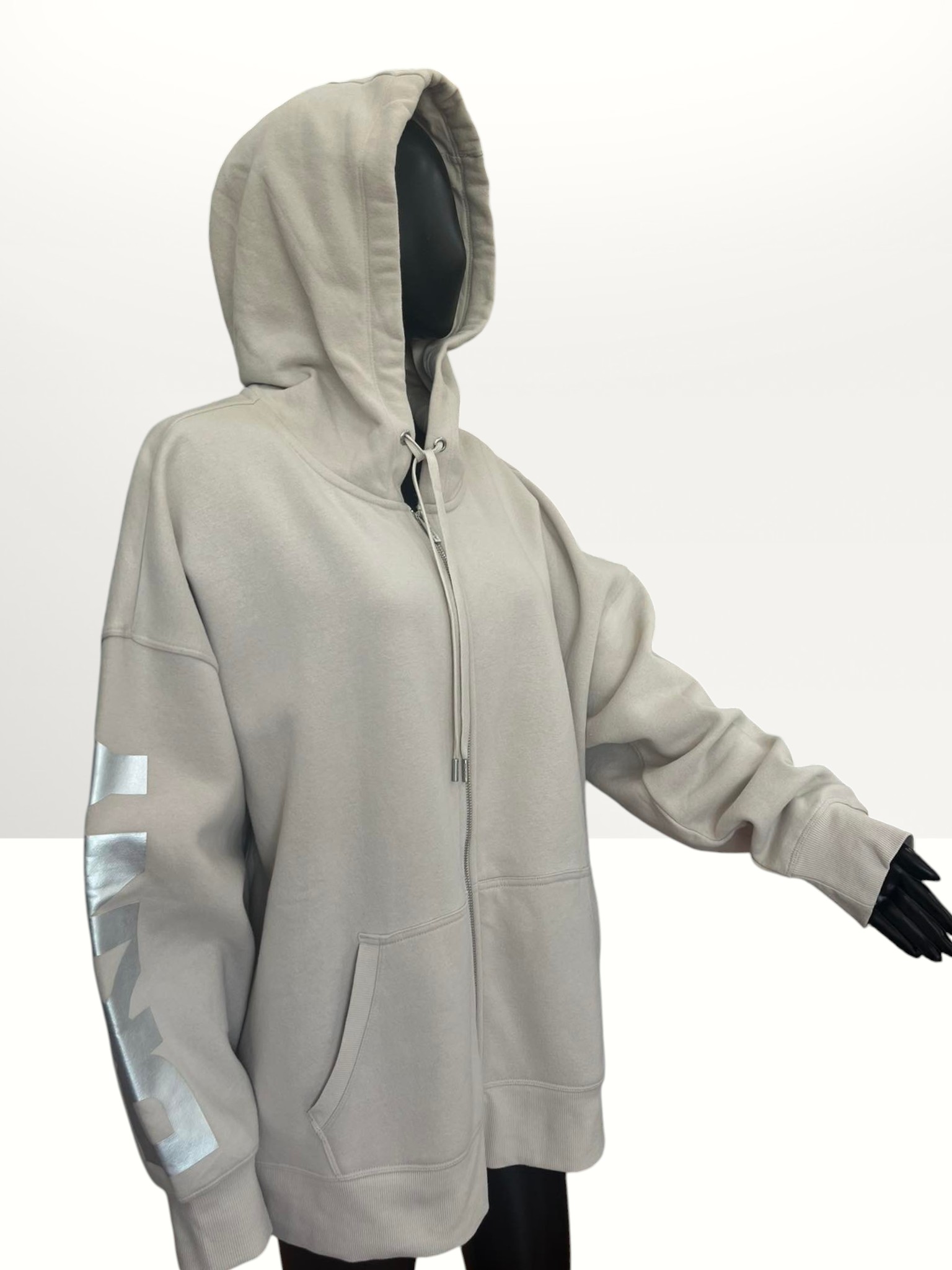 DKNY FOIL LOGO FULL-ZIP HOODIE BEIGE 2XL Item #2079 - Image 2