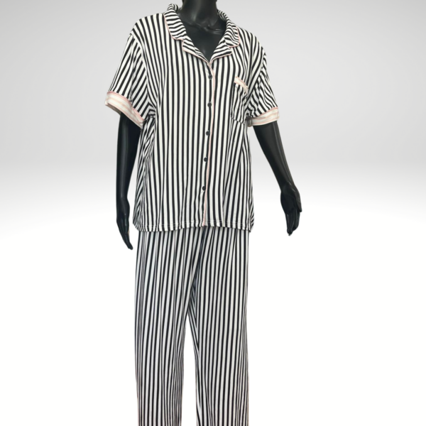 Aerosoles Womens Pajama Set Black/White/Pink XL Item #2087
