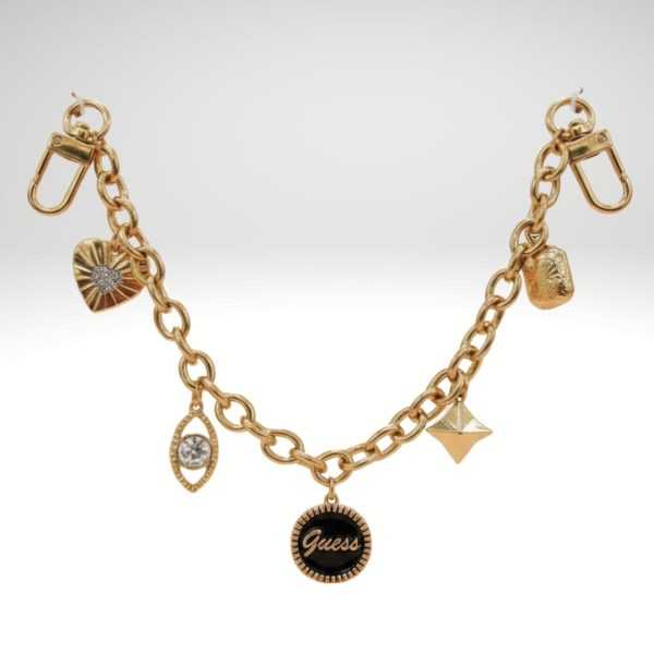 GUESS Gold-Tone Charm Chain Bag Strap / Purse Charm Black Guess Item #5039