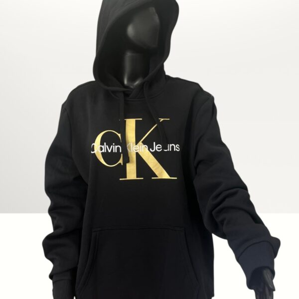 Calvin Klein Monologo Fleece Hoodie Black Gold Large Item #2078