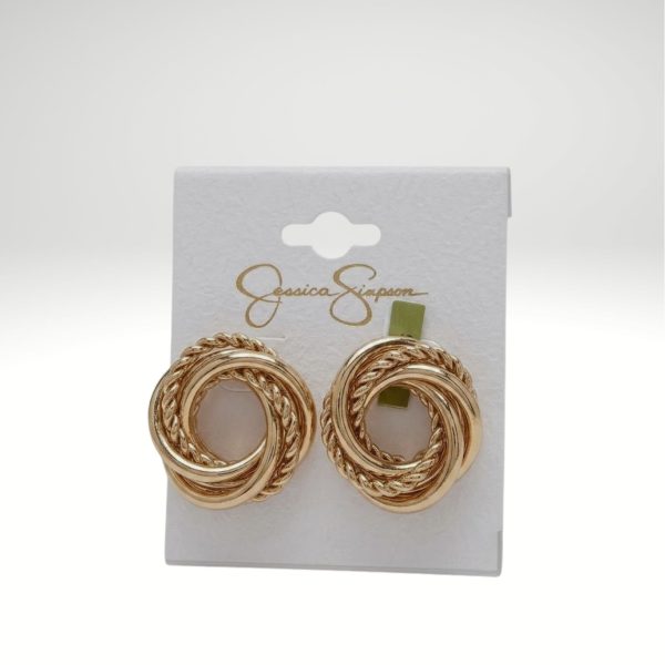 Jessica Simpson Gold-Tone Spiral Love Knot Stud Earrings Item #5047