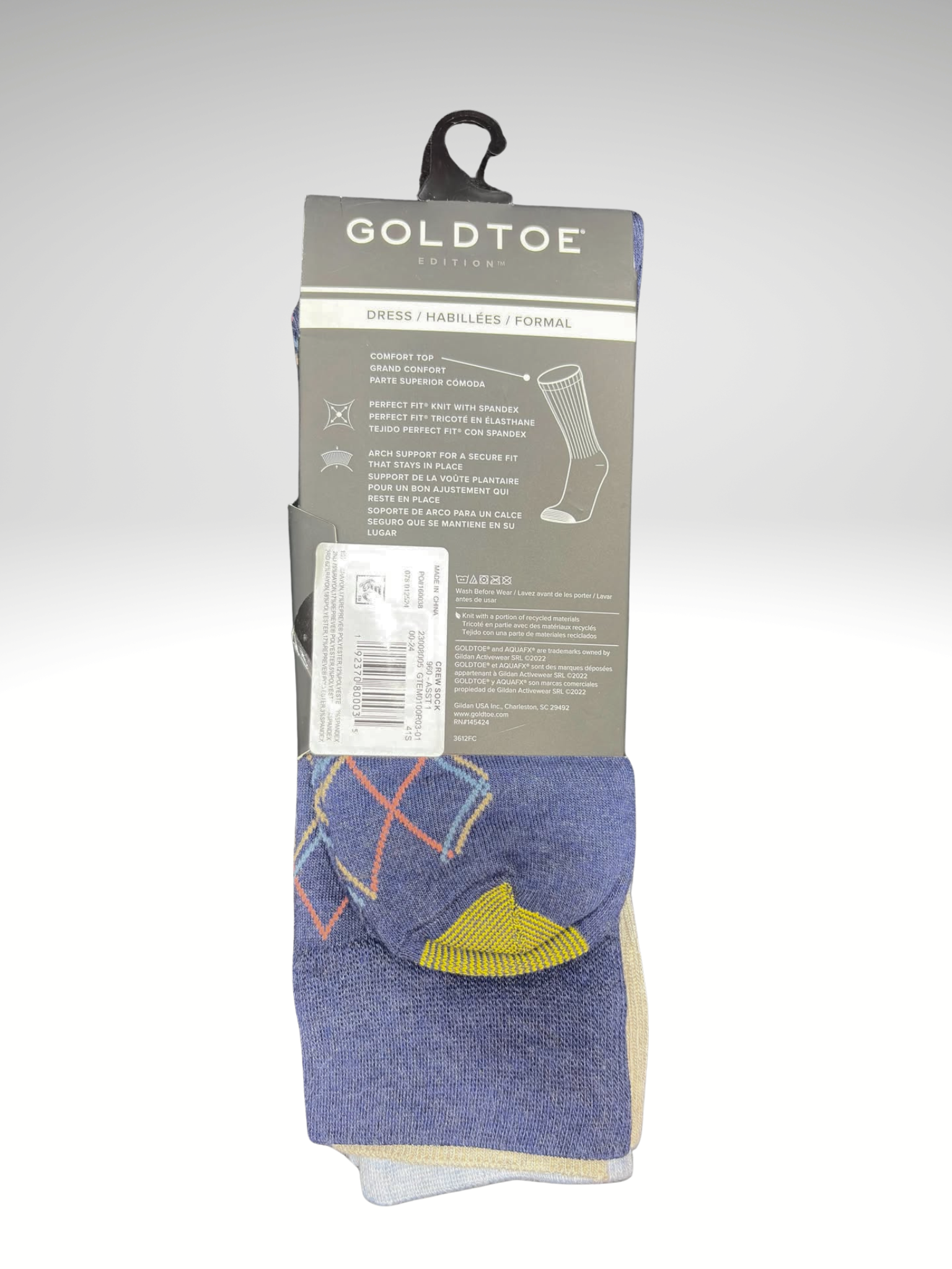 GoldToe Edition Mens Flamingos Crew Socks Assorted, 3 Pack Item 6005 - Image 3