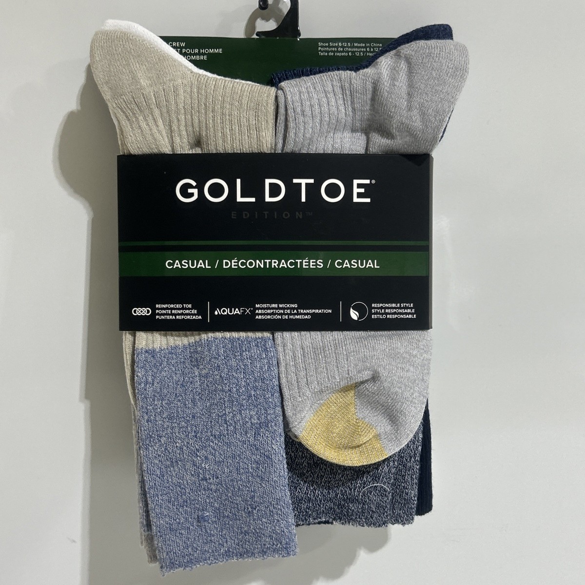 GOLDTOE EDITION MEN'S CASUAL CUSHION CREW SOCKS, 6 PACK SHOE SIZE 6-12.5 Item 6014 - Image 4