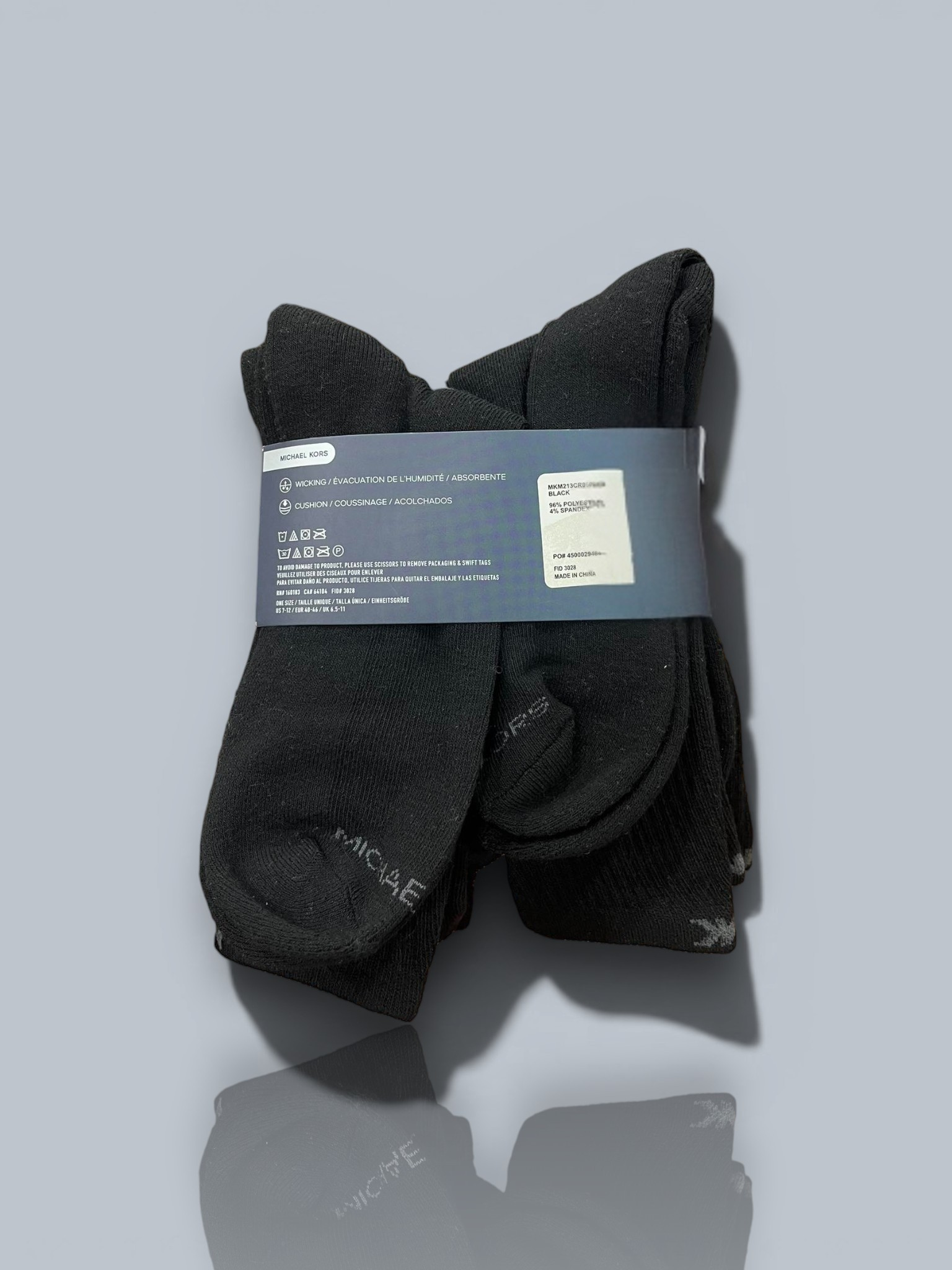 MICHAEL KORS Cushioned BLACK CREW SOCKS 5pairs Item 6009 - Image 4