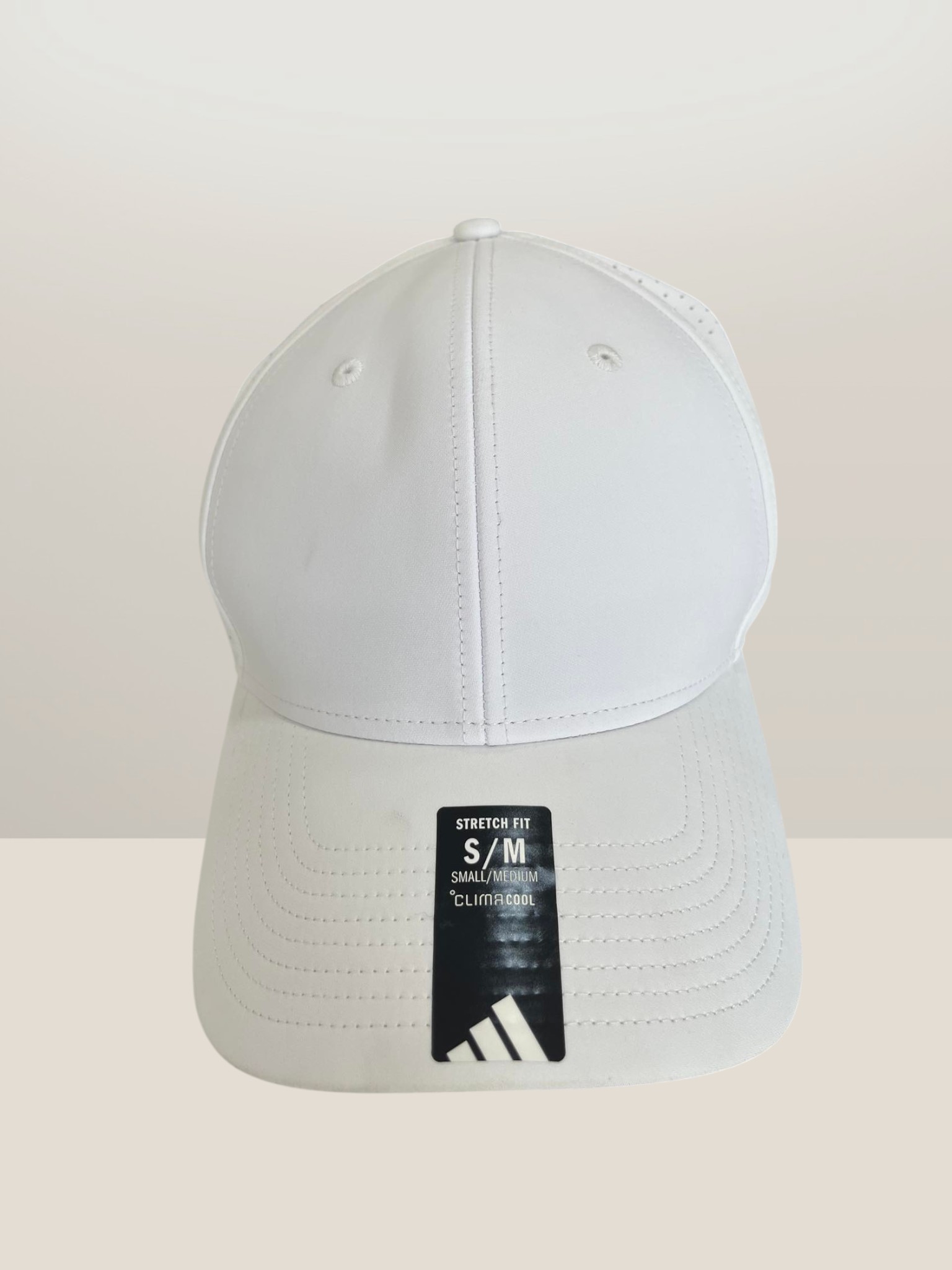 Adidas Stretch Fit Baseball Cap White Small/Medium Item #2050 - Image 3