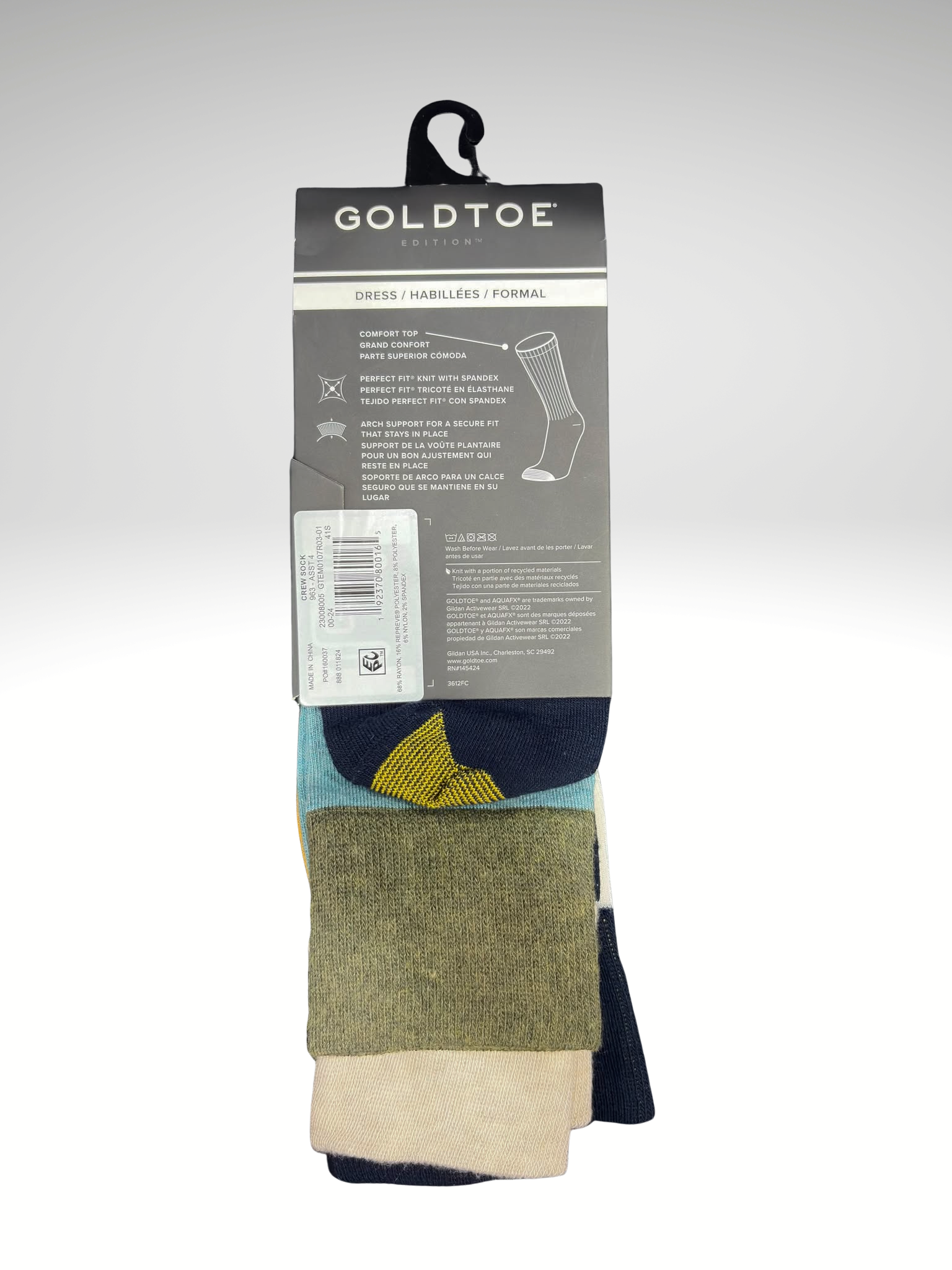 GoldToe Edition Mens Comfort Top Flat Crew Socks Assorted, 3 Pack Item 6007 - Image 3