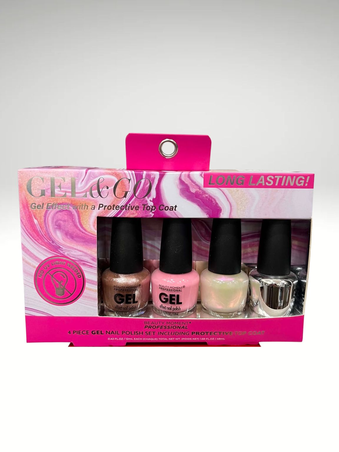 Gel & Go Nail Polish 4-Piece Nail Polish Set with Protective Top Coat Item 0007 - Image 2