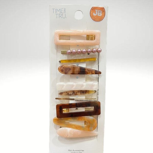 Time and Tru 10-piece Resin and Pearl Hair Clip Set Item #5057