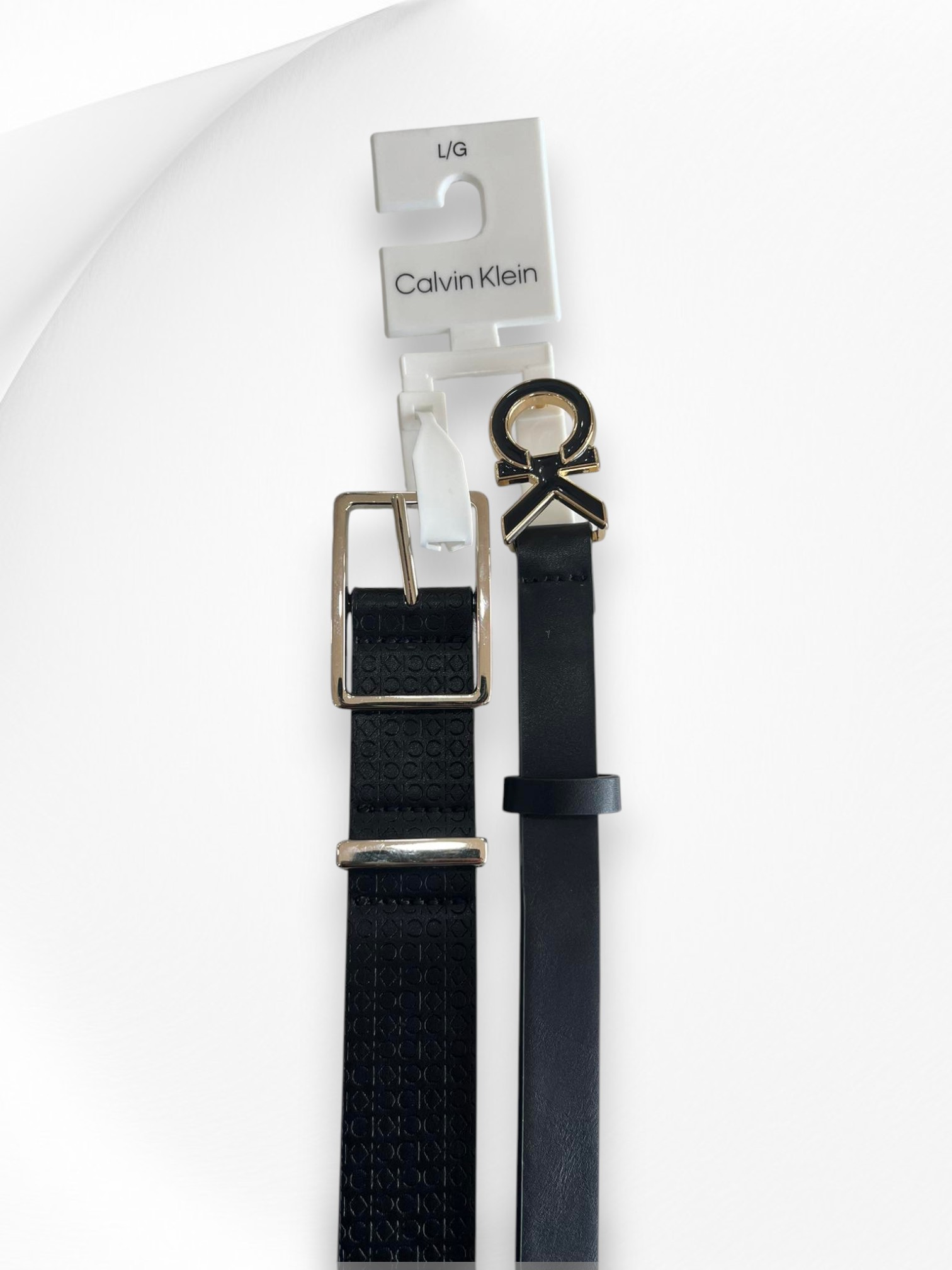 Calvin Klein Women's Leather Belt Set of 2 Size L Item #2015