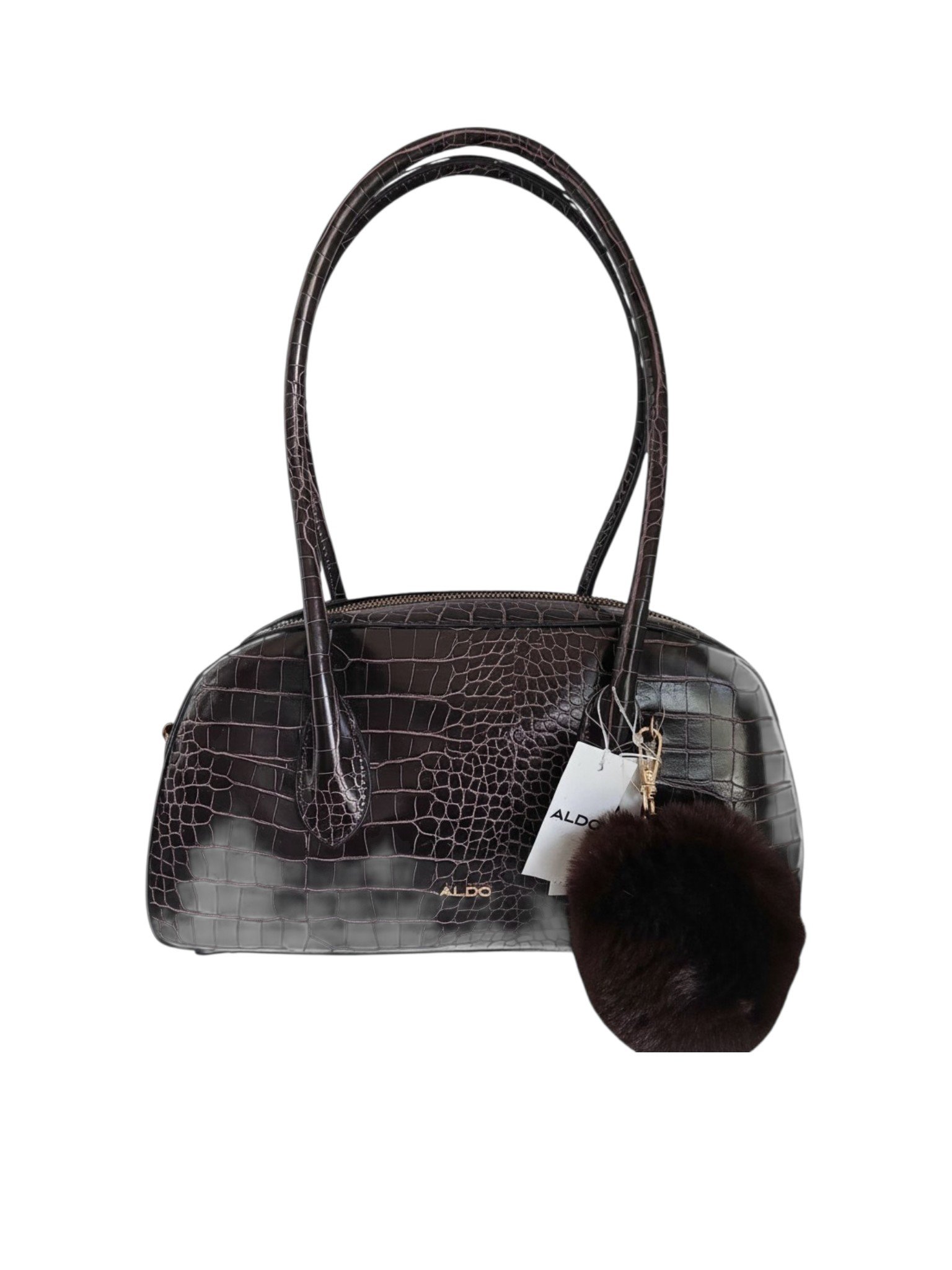 Aldo Baguette Bag with Croc Style Wine Red