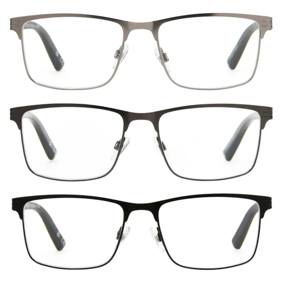 Design Optics by Foster Grant #668 Metal Square Reading Glasses, 3-pack - Image 2